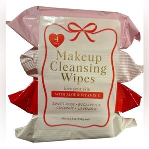 Makeup Cleansing Wipes 4-Pack - 30 Each Rose, Eucalyptus, Coconut, Lavender